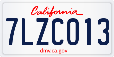 CA license plate 7LZC013