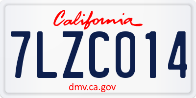 CA license plate 7LZC014