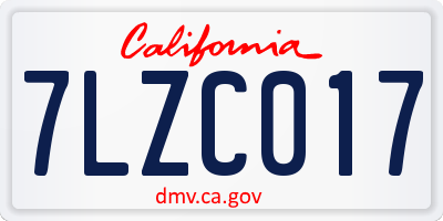 CA license plate 7LZC017