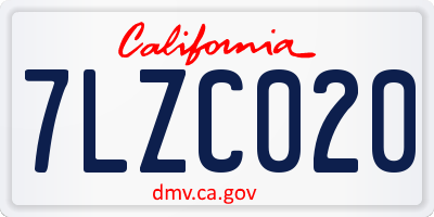 CA license plate 7LZC020
