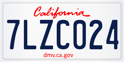 CA license plate 7LZC024