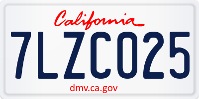 CA license plate 7LZC025