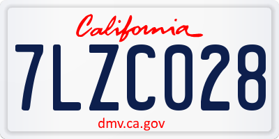 CA license plate 7LZC028