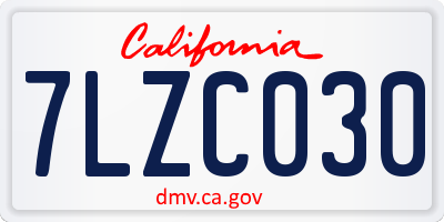 CA license plate 7LZC030
