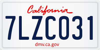CA license plate 7LZC031