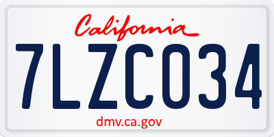 CA license plate 7LZC034