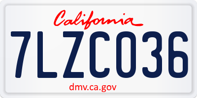 CA license plate 7LZC036