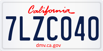 CA license plate 7LZC040