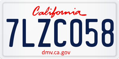 CA license plate 7LZC058