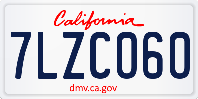 CA license plate 7LZC060