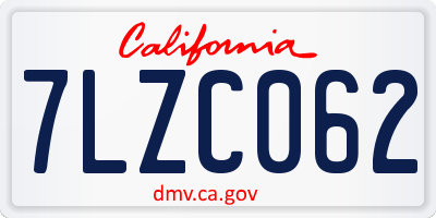 CA license plate 7LZC062