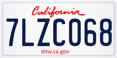 CA license plate 7LZC068