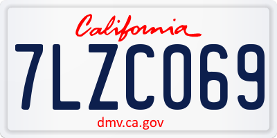 CA license plate 7LZC069