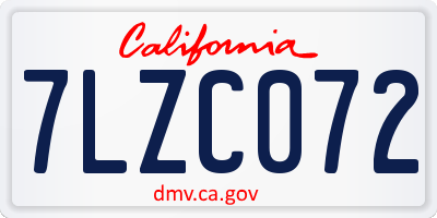 CA license plate 7LZC072