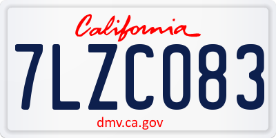 CA license plate 7LZC083