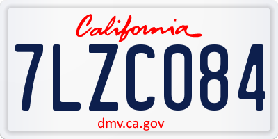 CA license plate 7LZC084