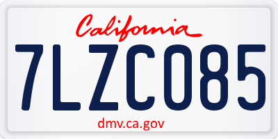 CA license plate 7LZC085