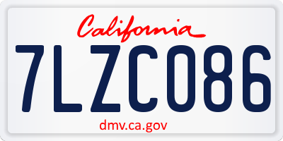 CA license plate 7LZC086