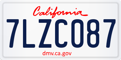CA license plate 7LZC087