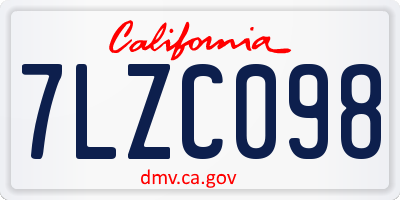 CA license plate 7LZC098