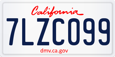 CA license plate 7LZC099
