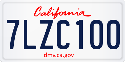 CA license plate 7LZC100