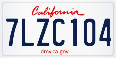 CA license plate 7LZC104