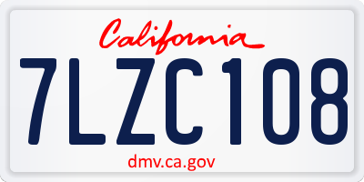 CA license plate 7LZC108