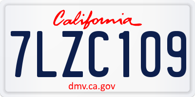 CA license plate 7LZC109