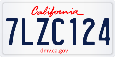 CA license plate 7LZC124