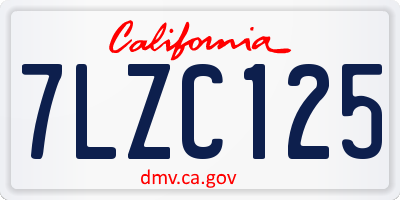 CA license plate 7LZC125