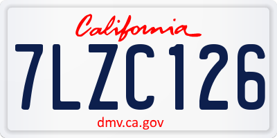 CA license plate 7LZC126
