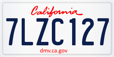 CA license plate 7LZC127