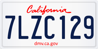 CA license plate 7LZC129