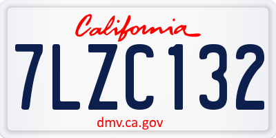 CA license plate 7LZC132