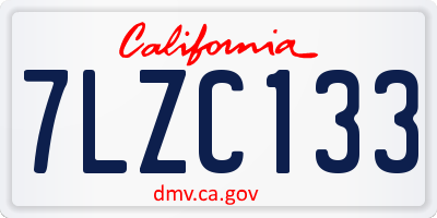 CA license plate 7LZC133