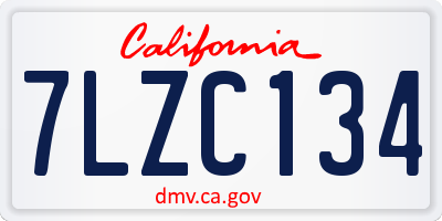 CA license plate 7LZC134