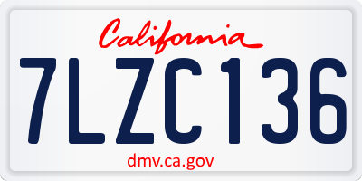 CA license plate 7LZC136