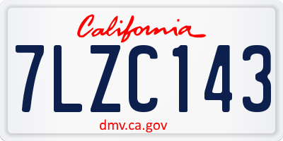 CA license plate 7LZC143