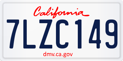 CA license plate 7LZC149