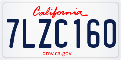 CA license plate 7LZC160