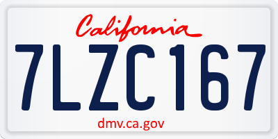 CA license plate 7LZC167