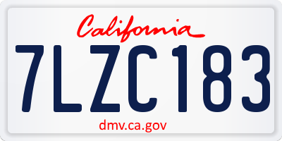 CA license plate 7LZC183