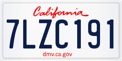 CA license plate 7LZC191