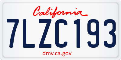 CA license plate 7LZC193