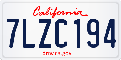 CA license plate 7LZC194