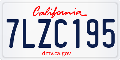 CA license plate 7LZC195