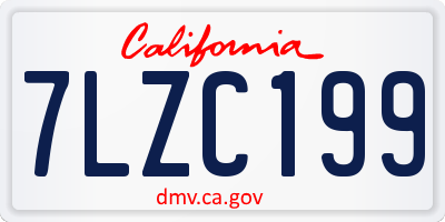 CA license plate 7LZC199