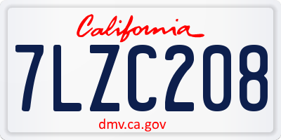 CA license plate 7LZC208