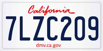 CA license plate 7LZC209